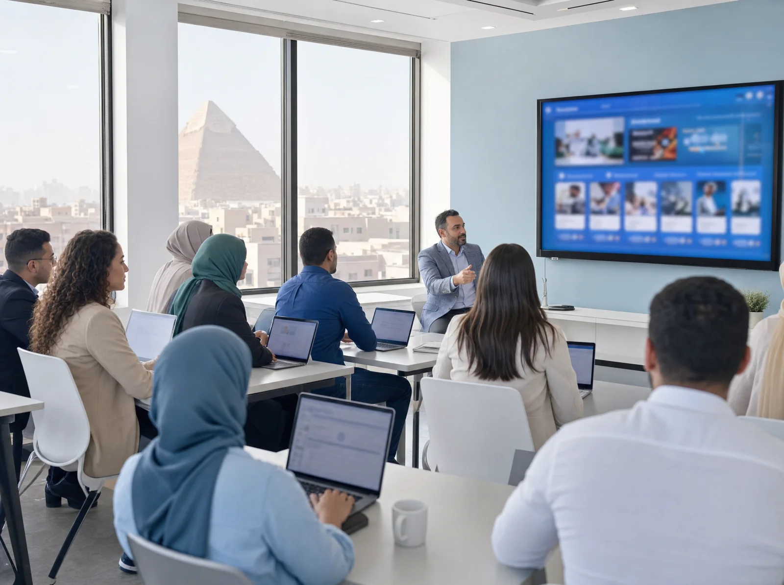 Corporate training session using VionexLMS in Cairo